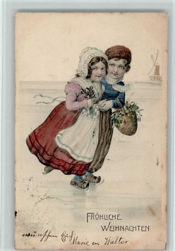 1905 Weihnachten - Hollandkinder , sign Kratki - Ströfer Serie 419 Nr. 6