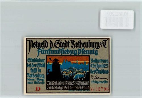 Rothenburg Notgeld Schäfertanz Schafherde Schäfer