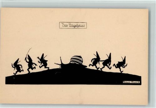 1919 7. Reihe "Aus Gnomen und Elfenreich" - das Ungeheuer - Zwerge und eine Schnecke AK