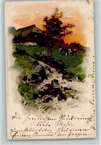 1902 Haus am Bach, Meissner & Buch Serie "Über Berg und Tal" AK
