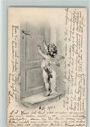 1903 malt ein Herz an die Haustür, sign Döcker, Serie 1636 Verlag Neuber AK