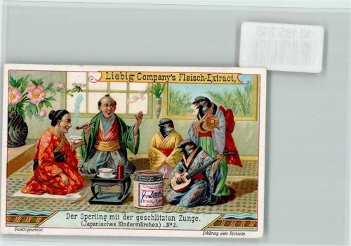 Nr. 2 Japanisches Kindermärchen , der Sperling mit der geschlitzen Zunge Sammelbild Liebig