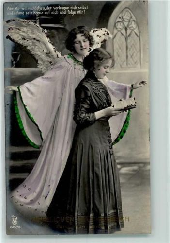 1910 Serie 2317-6 Konfirmation Schutzengel AK mit Glimmerauflage