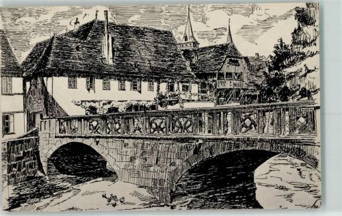 Öhringen Altstadt Brücke Zeichnung v. M. Springer