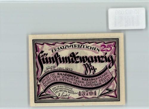 Stettin Notgeld Randow-Lied Kapelle Marktplatz Pöllitz