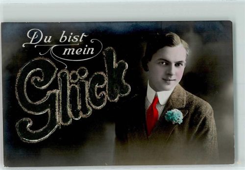 1912 AK mit Glimmerauflage "Du bist mein "Glück" Poesie
