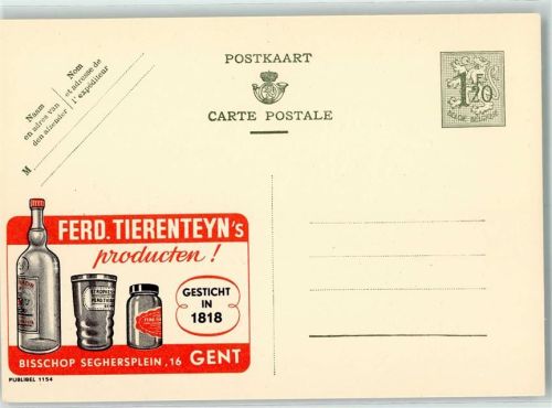 Ferd. Tiernteyn Produkte - Publibel 1154 Belgische Ganzsache Wertstufe 1,20