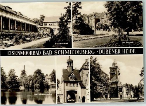 Bad Schmiedeberg Rückseite mit Abschürfungen bzw Kleberesten Eisenmoorpark Schwanenteich Au Tor
