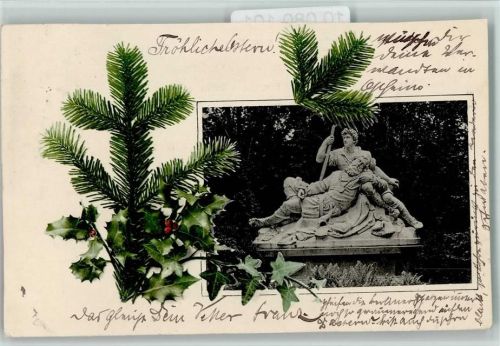 Stuttgart 1902 - 1905 Denkmal Tannenzweige Stechpalme Ilex Efeu