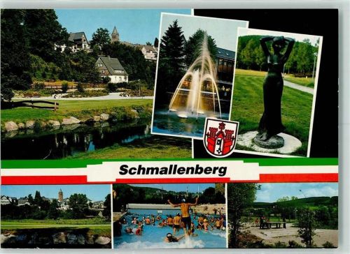 Schmallenberg Rückseite mit Abschürfungen bzw Kleberesten Statue Schwimmbad Tischtennis