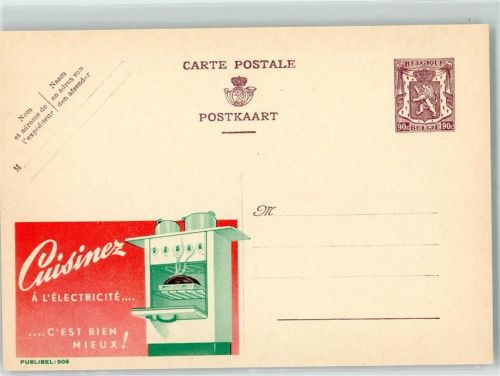 Cuisinez - Elektro-Herd , Publibel 908, Belgische Ganzsache Wertstufe 90c