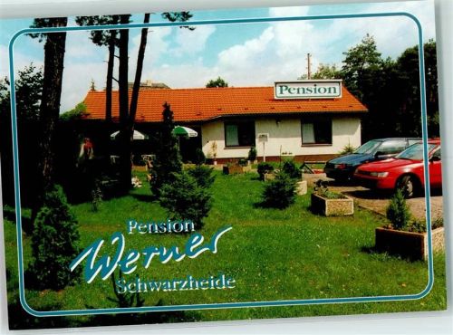 01987 O7817 Schwarzheide - Rückseite mit Abschürfungen bzw Kleberesten Pension Werner