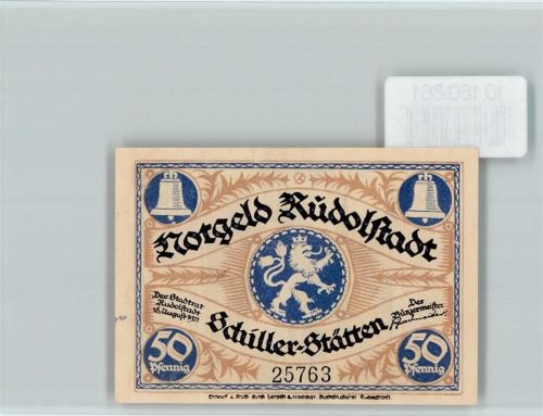 Rudolstadt Notgeld Charlotte von Lengefelds Geburtshaus