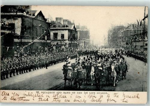 London 1904 Coronation of King Edward VII 1902 Squardron and Band of the 1st Life Guards AK Ereignis