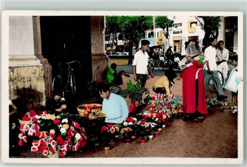 Saigon 1968 Süd Vietnam , Marchand de fleurs AK