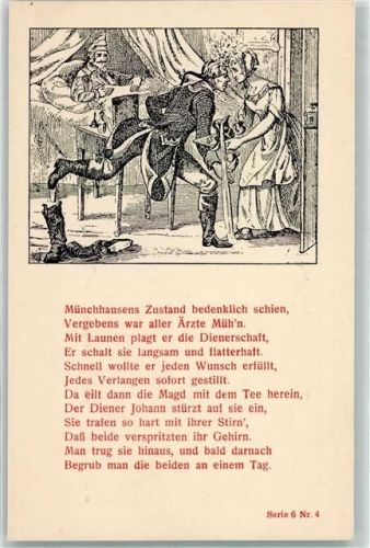Serie 6 Nr. 4 Baron von Münchhausen v.d. Wiege bis zum Grabe AK