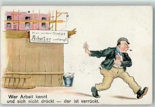 Vor der Arbeit drücken - Spruch AK