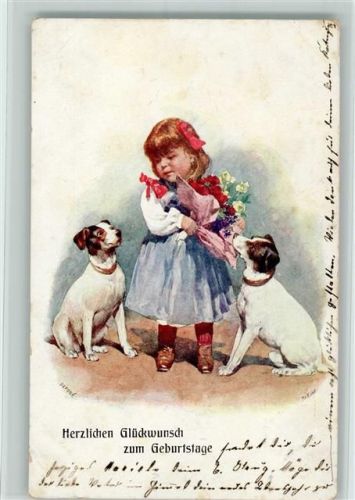 Mädchen mit zwei Jack Russell Terrier Geburtstag