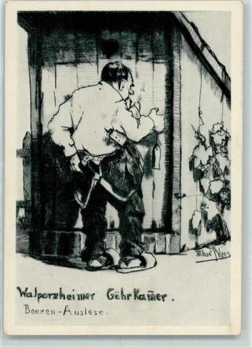 Künstlerkarte Reihe Wein Nr. 6 Walporzheimer Humor AK Wein