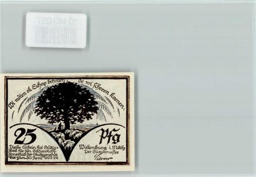 Wittenburg Notgeldschein 25 Pfennig Reutergeld