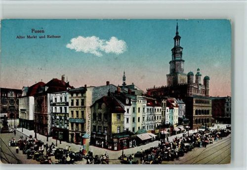 Posen 1917 Marktszene am Rathaus AK