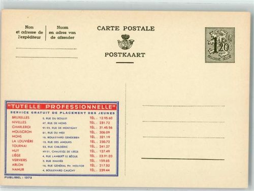Belgien Ganzsache postfrisch mit Werbung, Publibel 1372 Belgische Ganzsache Wertstufe 1,20