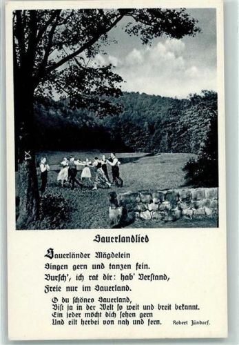 W5800 Hagen , Westf Sauerlandlied Tanz AK Liederkarte