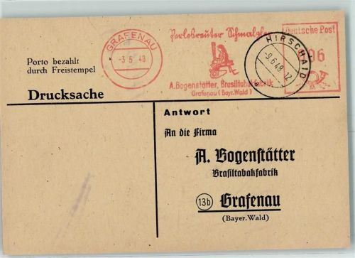 Grafenau 1948 Fa. Bogenstätter Brasiltabak