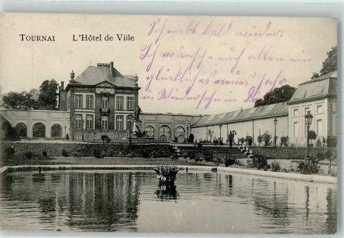 Tournai 1916 Denkmal Rathaus Feldpost WK I 402