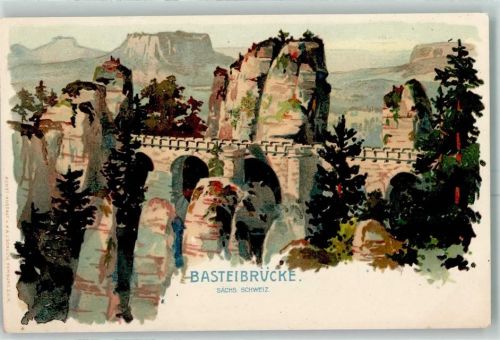 Hohnstein Basteibrücke Aquarell Künstlerkarte