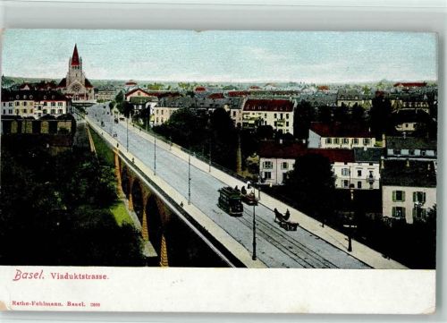 Basel 1910 Viaduktstrasse tram Pferdewagen