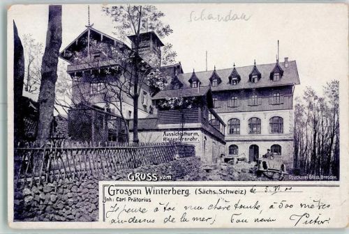 Bad Schandau 1900 Aussichtsturm Riesenfernrohr