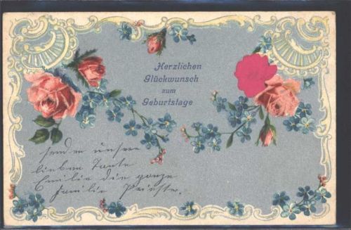 1901 Prägedruck Geburtstag Vergissmeinnicht AK