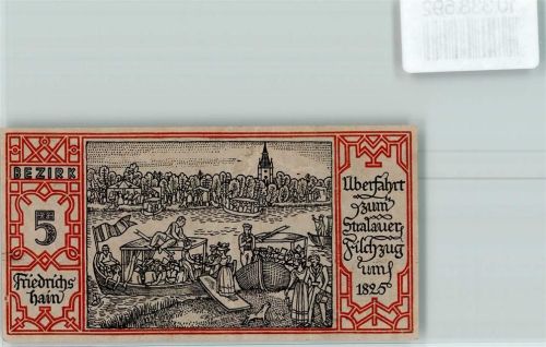 Friedrichshain 50 Pfennig Notgeld Berliner Bär Überfahrt zum Stralauer Fischzug