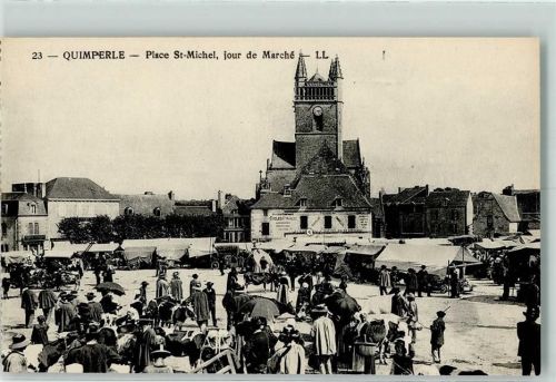 Quimperle 1915 Place St. Michel Marktszene AK