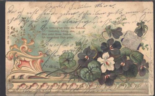 1902 Prägedruck Poesie / Liebe Veilchen AK