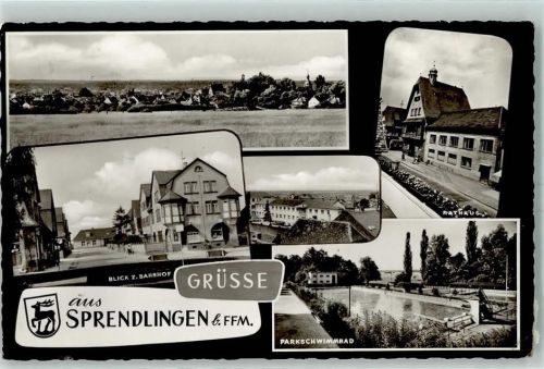 63303 W6072 Sprendlingen , Hess Gebrauchsspuren Rathaus Bahnhof Schwimmbad