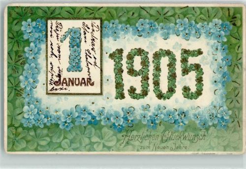 1904 Neujahr 1905 Blütenbild AK