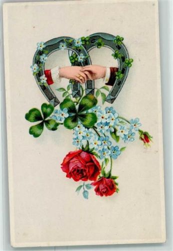 1928 Hände Vergissmeinnicht Rose Poesie / Liebe AK