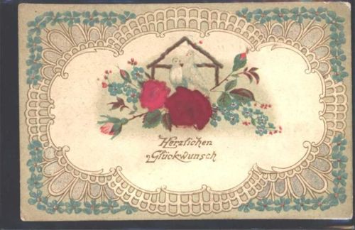 1903 Prägedruck Vergissmeinnicht Rosen AK