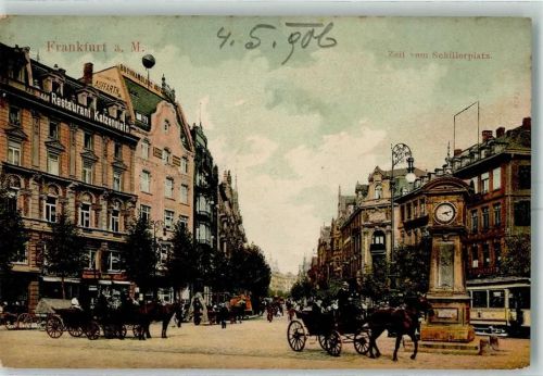 Frankfurt 1906 Zeil vom Schillerplatz Pferdekutschen