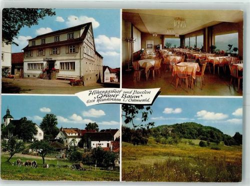 64397 W6101 Neunkirchen , Odenw - Gasthaus Grüner Baum Speiseraum Weide Gülle - Wagen