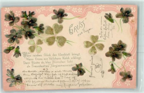 1900 Glücksklee Gruss aus AK