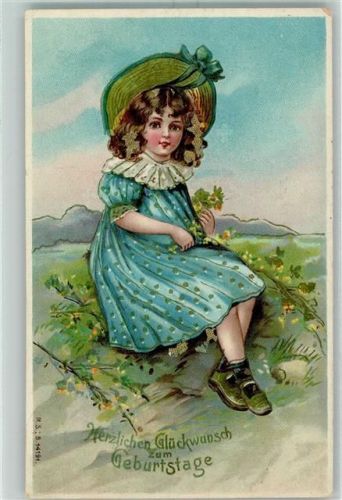 1910 Kind Mädchen mit Strohhut AK