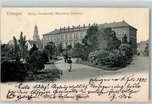 Erlangen 1905 Kgl. Universitäts-Bibliothek Kind mit Schulranzen