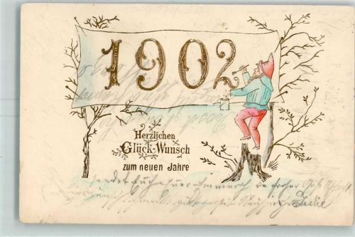 1902 Neujahr 1902 Zwerg Golddruck AK