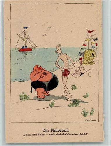 sign will Hall - Der Philosoph - dicker Mann u. dünner Mann am Strand Humor