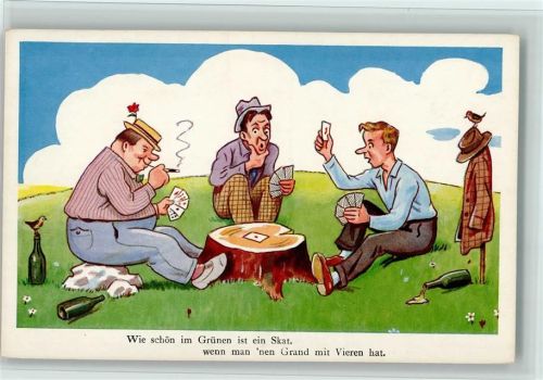 Herrenrunde , Skat im Freien, gute Erhaltung
