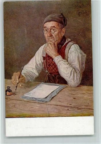 1910 Einen Brief schreiben - Überlegung - Moderner Kunstverlag Nr. 2405 AK