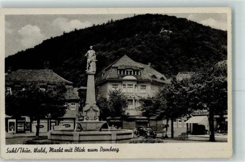Suhl Brunnen Denkmal Marktplatz Oldtimer Mercedes Domberg